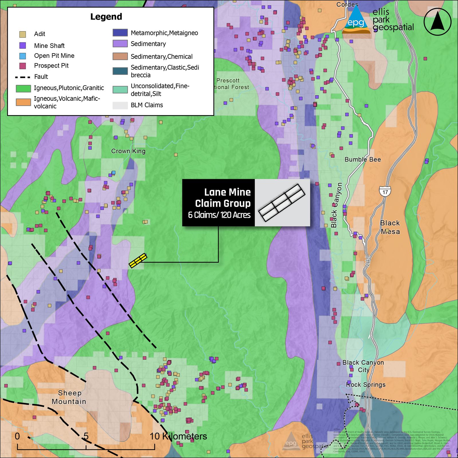 Lane Mine regional geology map